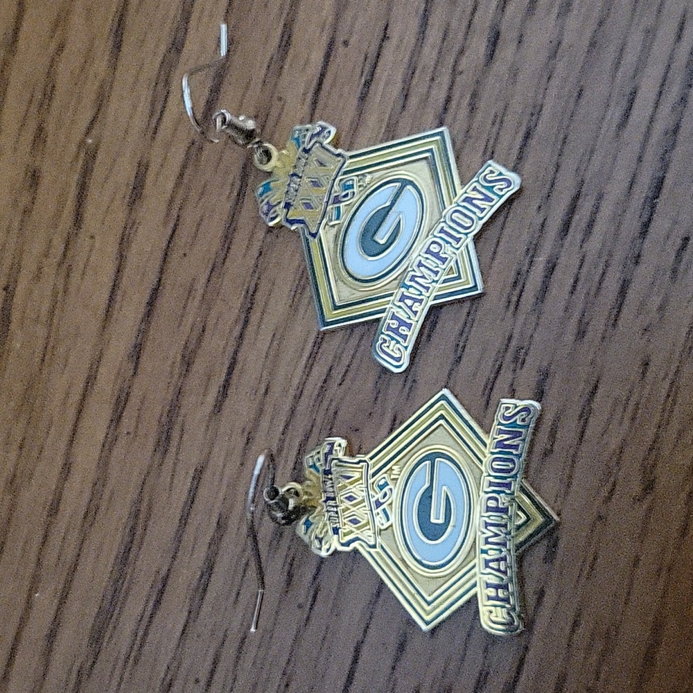 Green bay packer dangle earrings